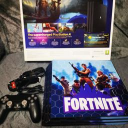 Ps4 pro
One of the latest model with improved fan and less noise,it has removal fortnite sticker witch it can be removed itis in immaculate condition as it hasn't used much as kids was using the pc for gaming instead of Ps4 pro.. I ve got some games if u are interested witch can bought separately...