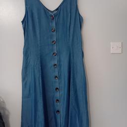 Next / Size 14
Denim Look Dress with Pockets 
Waist Band / Full Button Down
Perfect Condition
