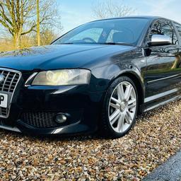 Here we have a lovely 2008 Audi s3 in black boasting all its original exterior characteristics. Non mollested. No boy racer weapon. Has a shadow boost gauge only on interior. Has a revo induction kit fitted under the bonnet. Drives lovely and pulls like a train. Has a full miltek system with a HGS tuning catalytic converter. It has covered 132k with tons of history. Interior has a few age related marks but nothing too off putting. Request pics as can only put a few on here. Has a new sachs competition clutch kit fitted and new Michelin pilot accemetric tyres all round with new rear brake discs and pads. This car is ready to go. Has MOT until may this year but can have 12 months mit at buyers expense. Car speaks for itself. No test pilots until cash in hand or money in bank. Asking for £5500 ovno.