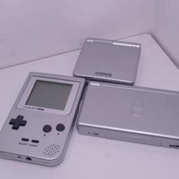 Verkaufe meine Nintend Gameboy Sammlung in Silber
-Gameboy Pocket
-Gameboy Advance Sp
-Nintendo Ds Lite 

Alle geräte sind in Top Zustand und laufen 1A

bei fragen einfach anschreiben! lg