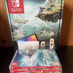 Legend of Zelda OLED Nintendo Switch

Purchased brand new from curry’s and accessories from Amazon but isn’t really my thing everything else is still wrapped in box. Played for maybe an hour if that.

- Limited edition Zelda Console Sleeve
- Easy application Glass screen protectors and 3 spare
- TomTok camouflage shockproof and weatherproof case
- Zelda Tears of the kingdom
- Animal Crossing 2 : New Horizons
- Pokémon Legends : Arceus

Paid a little over £600 for everything.

Cash on collection only!