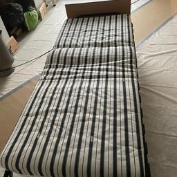 Jay-Be Folding Bed, single- mattress width 2ft6”, with small head board. Ideal for guests staying overnight.  Hardly used, stores away easily, has wheels so can easily move around . Collect only, pay on collection .