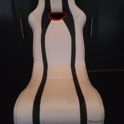 For sale is a white xrocker gaming seat. Excellent condition barring slight mark as shown in last picture. Doesn't come with the wires. Collection only, or can deliver locally if fuel cost is covered.