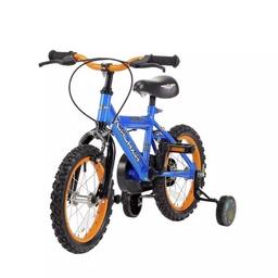 Got this lovely bike for 3-5 years old with minimal signs of wear.

Mountain bikes.
Steel frame.
Front calliper and rear calliper brakes.
ATB tyres.
Adjustable seat.
Adjustable handlebars.
Compatible with stabilisers (stabilisers included).
Stabilisers are removable.