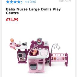 Doll nursery set, used a few times. Cot mobile is broke when it was assembled but it can be removed.