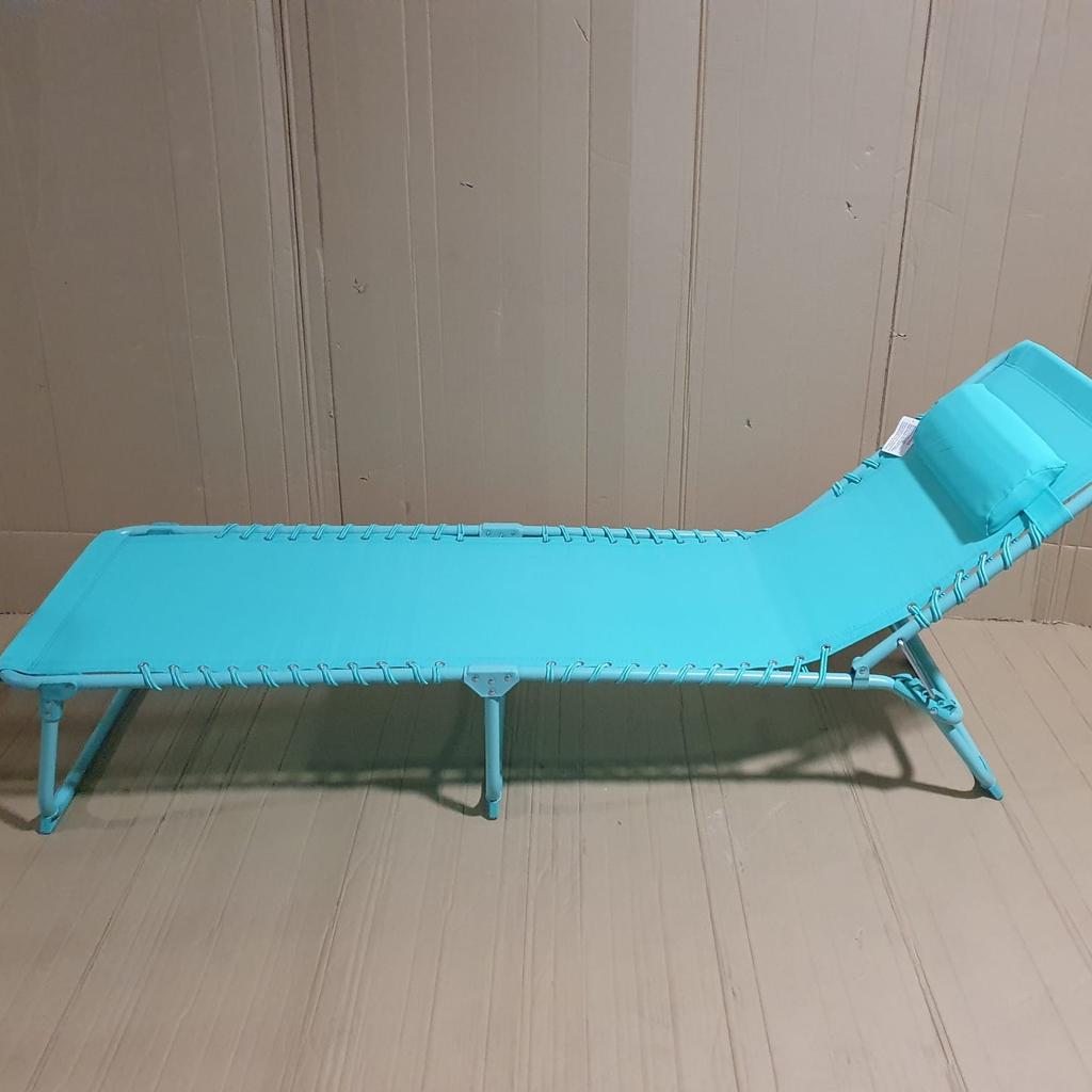 Metal Folding Sun Lounger Teal

💥ExDisplay💥

Metal frame.
Chair seat and back made from polyester.
3 reclining positions.
Reclines to flat position .
Fixed foot rest.
Folds for storage
Size H30, W60, D190cm.
Weight 5.8kg.
Seat height from ground 30cm.
Seating area size W60, D125cm.
Maximum user weight 110kg.
Folded size H74, W57, D10cm

💥Check our other furniture💥