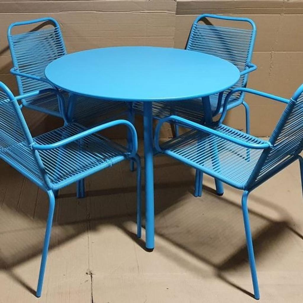 Habitat Ipanema Rattan Garden Metal Table and 4 Rattan Chairs Set Blue

💥ExDisplay💥 See pictures

Table:
Made from metal
Size H71,
Diameter 95cm
Weight 9.5kg
Weather resistant
Chair seat and back made from rattan
Armchairs
Stackable chairs
110kg maximum user weight per chair

💥Check our other items💥