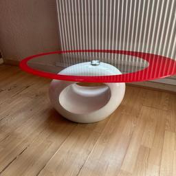 Red white glass coffee table , top just needs tightening