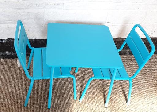 Buy & Sell West Yorkshire Bradford - Photos for Kids Metal Table and 2 Chairs Set Blue