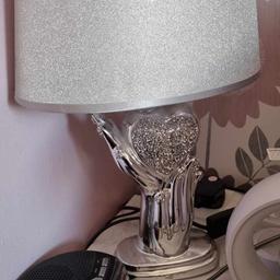 two amazing excellent condition bedside lamps silver heart and diamanté lampshade