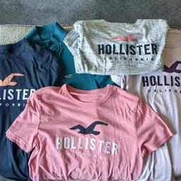 Great condition designer Hollister t shirts. 4 tees with same design different colours and one polo. from a smoke and pet free home.