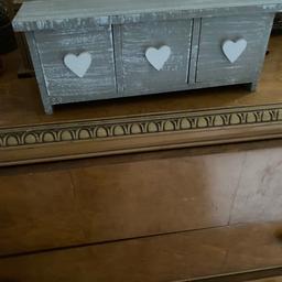 Lovely grey wooden heart box with 3 draws
