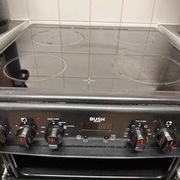 Bush Double oven electric cooker.
There is a grill and oven in the top cavity and below that a larger main fan oven, complete with a LED full programmer. 

Hob:
Number of hobs: 4.
Ceramic hob.
4 cooking zones - 2 small and 2 large.
4 vitroceramic zone.

Haven’t been used as much