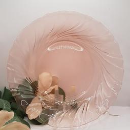 Vintage French Vereco 1930s Pink Textured Swirled Glass Plate.
This plate has France indented in the glass.
This plate features a swirled ribbed design that radiates out.

11" W x 2" D

It is in perfect vintage condition.

From a smoke-free home