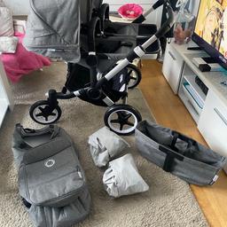 Bugaboo donkey 3 duo with 2 seat 1 carrycot,2 raincover , side basket