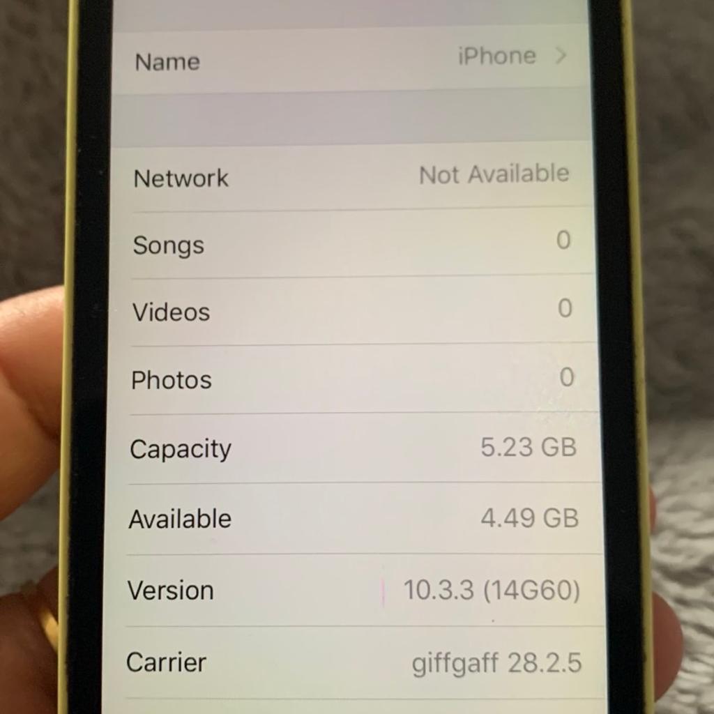 iPhone 5c
On 02/giffgaff think it’s unlocked but can’t remember
