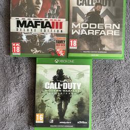Xbox one Mafia iii £3
Xbox one call of duty modern warfare £3
Xbox one call of duty modern warfare remastered £8