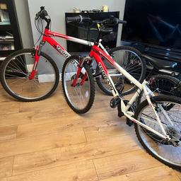 3 x Mountain bikes, tyres are flat but only because the bikes haven’t been used in over a year, no punctures will work fine once pumped up, I don’t have a pump. £40 each or all 3 for £110