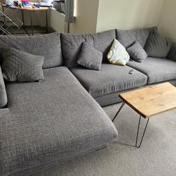 Oh, shaped sofa really comfortable in really good condition available immediately