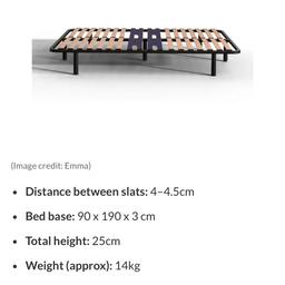 Emma platform single bed frame
190x90
Can be used with any single mattress
Metal frame with slatted base