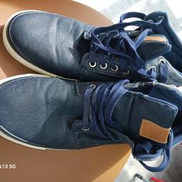 Sehr wenig benutze Straßenn/Sport Schuhe,Rand Jeansblau,Ferse braunes Leder