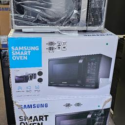 Samsung smart oven
Combination microwave 
Mc28h5013as
Maximum microwave power: 900 W
Capacity: 28 litres
Oven temperature: up to 200°C
Bread proving function
20 auto cooking programs
Turntable diameter: 318 mm
New but damaged boxes
6 month warranty 
£120