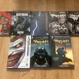 This bundle includes the following titles:

Superman: Red Son
Batman: The Dark Knight Returns 
Batman: Hush Part 1
Batman: The Court of Owls
Batman: The City of Owls
Batman: Death of the Family
Batman: Zero Year - Secret City
Batman: Zero Year - Dark City

Collection is preferred due to weight but I can post for a high delivery fee too.