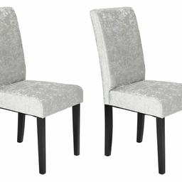 Pair of Midback Crush Velvet Dining Chairs - Silver

🔶New/other. Flat packed in the box🔶

Supplied as a pair.
Size H95, W44, D54cm.
Seat height 45cm.
Timber frame with beech legs.
Velvet seat pad
Max user weight per chair 130kg.
Individual chair weight 7.5kg

🔶Check our other items🔶