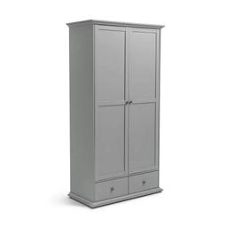 Habitat Heathland 2 Door 2 Drawer Wardrobe - Grey

🔶New/other. Flat packed in the box🔶

Part of the Heathland collection.

Made of wood effect.
Metal handles.
2 doors.
2 drawers with metal runners.
1 fixed hanging rail.
Hanging rail holds up to 35kg.
1 fixed shelf
Size H202, W104, D53cm.
Internal hanging space H128, W94, D40cm.
Internal drawer H23, W41, D40cm.
Large internal drawer H23, W41, D40cm.
Handle size: L2.8, W2.8cm.
Weight 64kg

🔶 Check our other items🔶