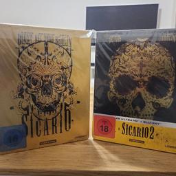 Hi zusammen 
Verkaufe hier die beiden Filme 
Sicario 1 und 2 als Steelbooks 
Teil 2 als 4k steelbook 
Preis Inkl Versand Kosten ✌️