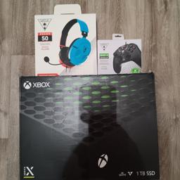 xbox series x with turtle beach headset and turtle beach controller in box also has extra controller and all cables in original box's CAN DELIVER LOCALLY