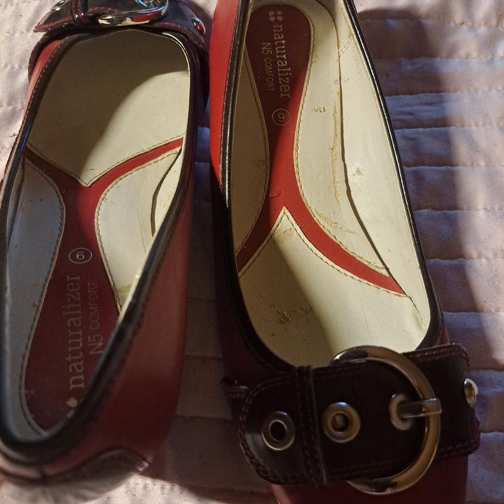 Naturalizer Brand shoes in red never worn they are brand new. Size 6 with buckle on the front. PayPal, please, or pick up in person only and no time wasters please