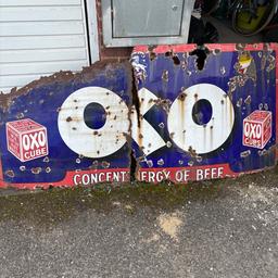 Old oxo enamel sign in two half’s. You could cut it up get two oxo small signs I reckon