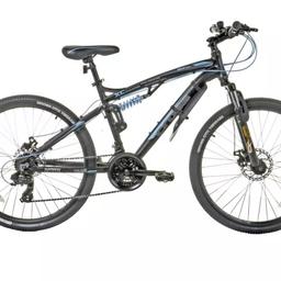 Brand New Boxed 
Rrp in Argos £275

Key features

Men's mountain bikes.
Alloy frame.
21 EZ Fire gear(s).
Shimano EZ-Fire shifters.
Shimano RD-TY300 rear derailleur.
Front disc and rear disc brakes.
Dual suspension.
Mountain bike style RFL tyres.
Alloy rims.
15mm wheel nut size.
Zoom forks.
Adjustable seat.
Minimal assembly.