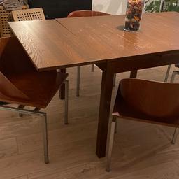 Extendable table and 4 designer chairs.
Solid table very strong and stable.
Reason for selling. Moving homes.