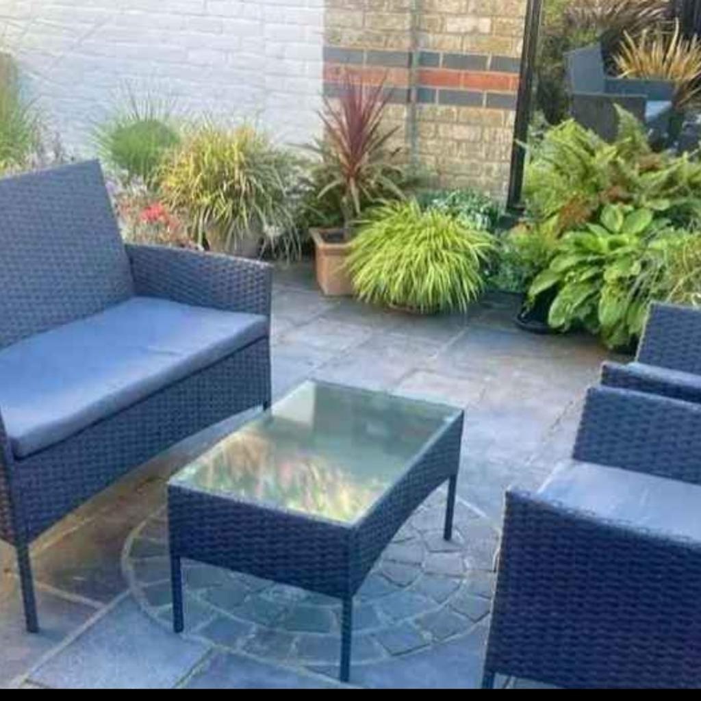 4 Piece Rattan garden furniture Set priced to clear immediately at a crazy price

2 Armchairs, Two seater Sofa and Coffee table All included

Premium Quality, Pe all weather Rattan, uv treated and fade resistant
Cushions are included 
Cushion covers are removable for washing
Weatherproof/showerproof Leave outside all year around
Showerproof cushions 
No maintenance required
Tempered safety glass
Assembly is required

Approximate Dimensions:
Double Seat: L 106cm x W 59cm x H 84cm 
Chair: L 59cm x
