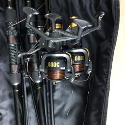 2 12ft carp rods fusin expert with holdall
pod with bite alarms
odd bits as seen in picture
 buyer to collect
Good for first time at carp fishing