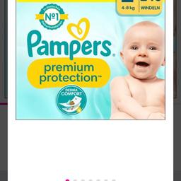Pampers Premium Protection gr2
Hab noch zu viele gekauft 
 4 Packungen mit 60 Stück =240 Stück Monats packet