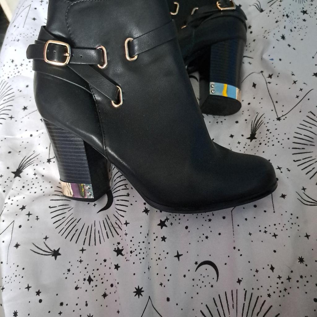 black miss selfridge boots good condition, with steel detail on heels and buckles, size 6, was 45 when bought