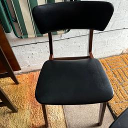 Vintage mid century dining table and chairs.

Drop leaf table measures to 60inch when all out. 33inch width. Four chairs. Excellent condition for its age.

Any questions please ask x