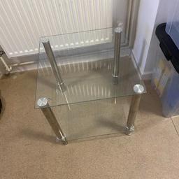 square glass 2 tier coffee table collection only
chrome legs
REASONABLE OFFERS CONSIDERED
18X18 INCH APPROX