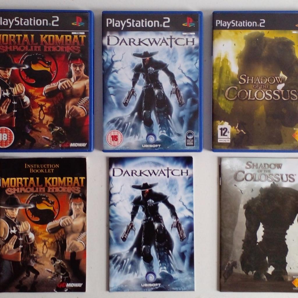 A collection of Ten (10) games for the PlayStation 2 games console ... including

Cold Fear - no manual
DarkWatch
God Of War
God Of War 2
Shadow Of The Colossus
ICO
Predator Concrete Jungle
Mortal Kombat Shoilin Monks
Manhunt
Predator Concrete Jungle

These are used items - all games have manules unless stated

Cash on collection/Local Delivery from Leyton E10 or post available