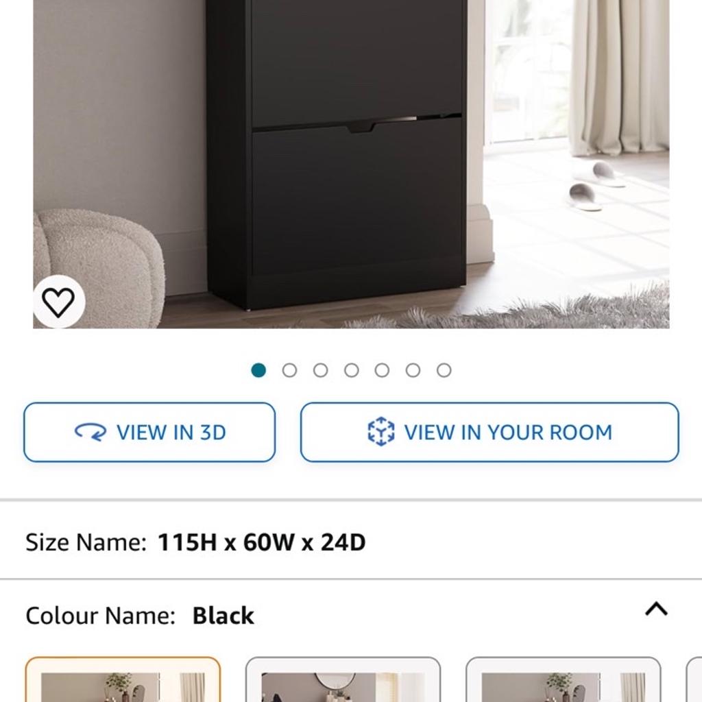 3 Drawer Shoe Cabinet, Space Saving Shoe Storage Cupboard with 3 Flip Drawers. Used for only 3 months. Buyer must collect. See photos for product specifications. Purchased for £59 selling for £39.