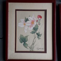 TWO 20th Century CHINESE / JAPANESE FLORAL PAINTINGS. BOTH SIGNED.
Water Colours.
Approx 10.5" H x 6.5" W
Good condition. One tiny pin hole on one of them. See photo.
Collection Preferred from Croydon CR0 8BB South London or can be delivered within 10 miles for agreed fee.
Postage Royal Mail UK only.
