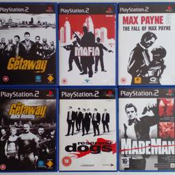 Ten (10) GTA central games for the PlayStation 2 games console ... classics including

Max Payne 2 The Fall
Mafia
Made Man
Reservoir Dogs
State Of Emergency
State Of Emergency 2 - no manual 
The Getaway
The Getaway Black Monday
True Crime New York City
True Crime Streets Of L.A

These are used items - all games are complete unless stated 

Collection / Local delivery from Leyton E10 or post available 