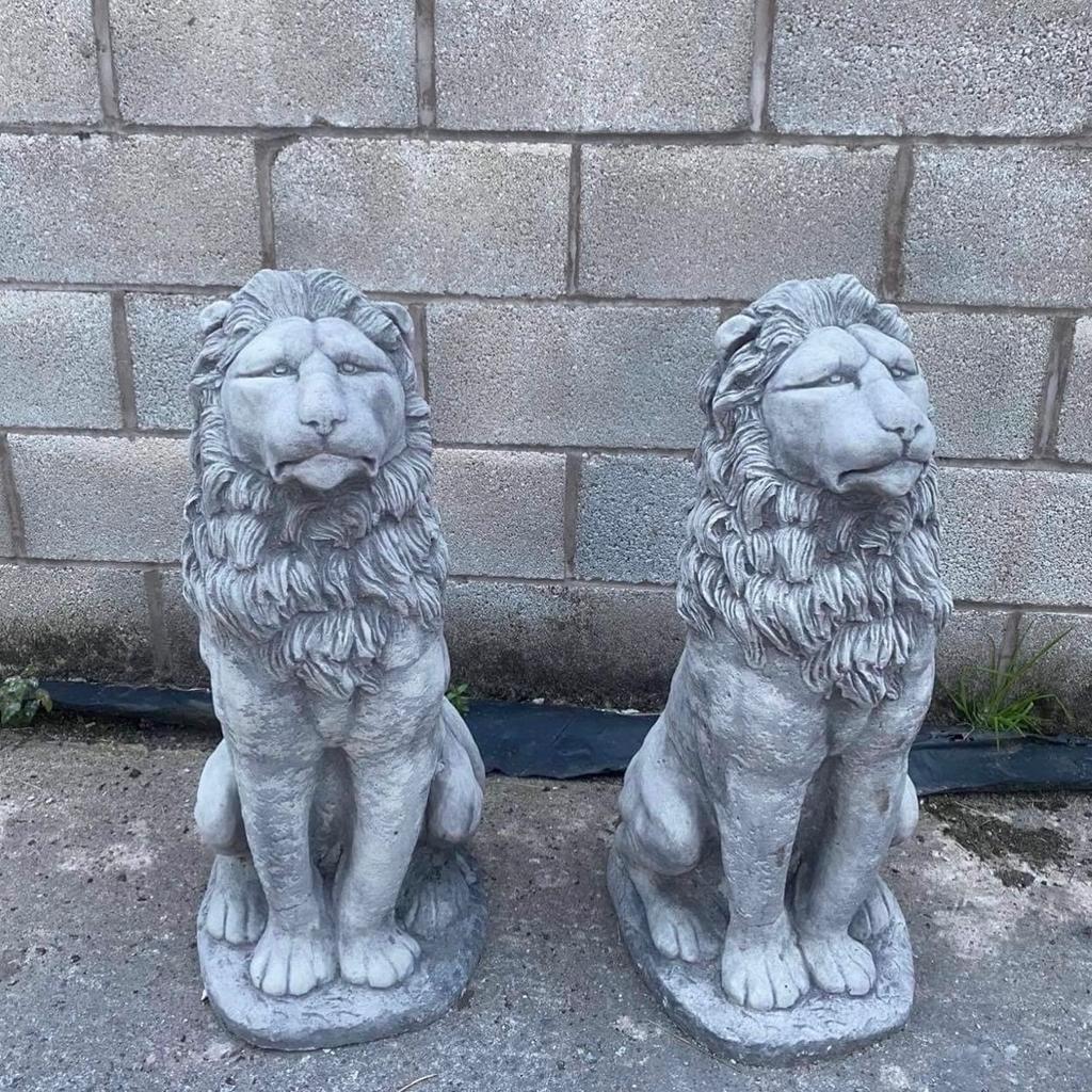 For sale
2 large sitting lions
Beautiful pair
Made out of granite and Stone
Brand new
Perfect condition
Ideal for gateways , garage entrances , driveways, doorways ect
£150 for the pair!
Can deliver locally
40 inches tall
Heavy
07588059381