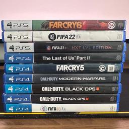 Bundle of majority PS4 Games as well as 3 PS5 Games

All discs are in mint condition and have been tested prior to posting this

Can send proof of games if required

Grab yourself a bargain 

PS5 games include fifa 21, fifa 22, far cry 6