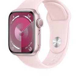 Pink Apple Watch Series9 gps 41mm. S/M fits wrists 130-180mm
Brand new in box

WHY APPLE WATCH SERIES 9
Your essential companion for a healthy life is now even more powerful. The S9 chip enables a super-bright display and a magical new way to quickly and easily interact with your Apple Watch without touching the screen.

CARBON NEUTRAL
An aluminium Apple Watch Series 9 paired with the latest Sport Loop is carbon neutral. Learn more about Apple’s commitment to the environment at apple.com/uk/2030.3

ADVANCED HEALTH FEATURES
Keep an eye on your blood oxygen.4 Take an ECG5 anytime. Get notifications if you have an irregular heart rhythm.6 See how much time you spent in REM, Core or Deep sleep with Sleep Stages.

A POWERFUL FITNESS PARTNER
The Workout app gives you a range of ways to train plus advanced metrics for more insights about your workout performance. And Apple Watch comes with three months of Apple Fitness+ free.9

INNOVATIVE SAFETY FEATURES
Fall Detection10 and Crash Detection c