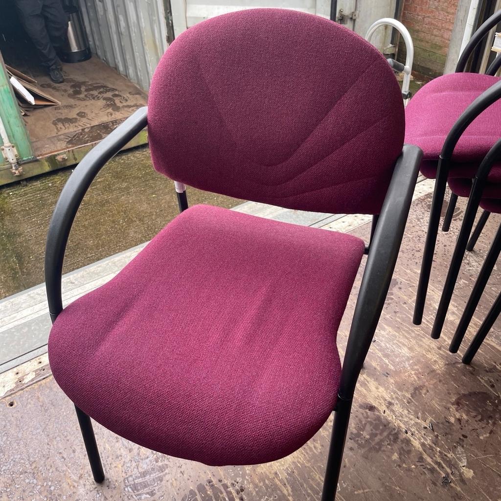 5 matching office chairs plum colour like new