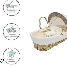 The soft and cushioned interior of the Palm moses basket with rocking stand ensures a cosy and comfortable spot for your baby. In this baby Moses basket your baby will feel snug and secure while you attend to their needs.
✔ 𝐖𝐡𝐚𝐭 𝐢𝐬 𝐈𝐧𝐜𝐥𝐮𝐝𝐞𝐝: This Palm moses basket with a rocking stand is the perfect starter bed set for your little one. Each bundle includes a Palm Moses basket, fibre mattress, padded liner, complete bedding set including full body surround, padded quilt, and a Little Gem Rocking Stand.
✔ 𝐄𝐚𝐬𝐲 𝐭𝐨 𝐀𝐬𝐬𝐞𝐦𝐛𝐥𝐞: Setting up a Palm Moses basket set is a breeze, with no tools required. It conveniently disassembles for storage or travel. The lightweight design of the Moses basket bedding makes it perfect for your baby.

- Item used for only 14 weeks, not in need anymore.

Message if interested x